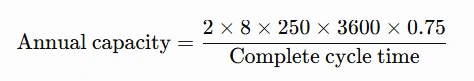 Formula for calculating annual capacity